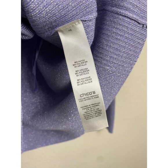 Chico's Purple Turtleneck Sweaters Womens size Medium Knit Metallic Party Event - Picture 7 of 10